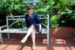 Tessamyn in our Short Sleeve Polka Dot Dress