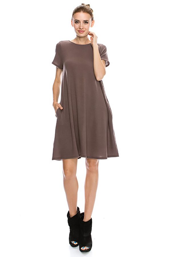 Solid Swing Short Sleeve Dress