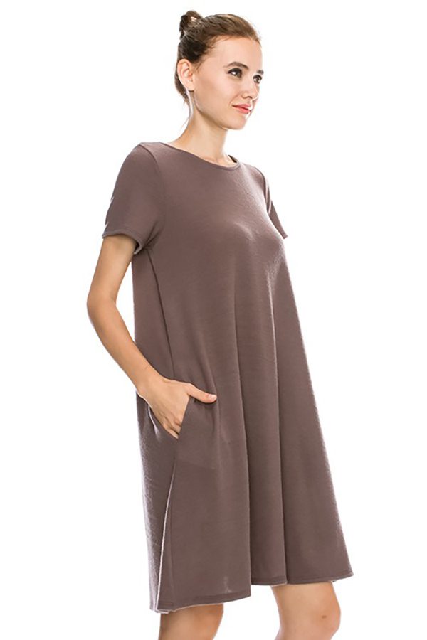 Solid Swing Short Sleeve Dress