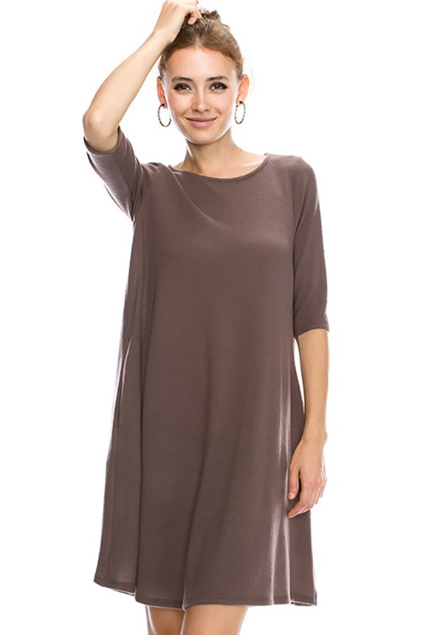 Solid Swing 1/2 Sleeve Dress