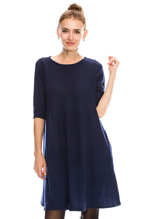 Solid Swing 1/2 Sleeve Dress