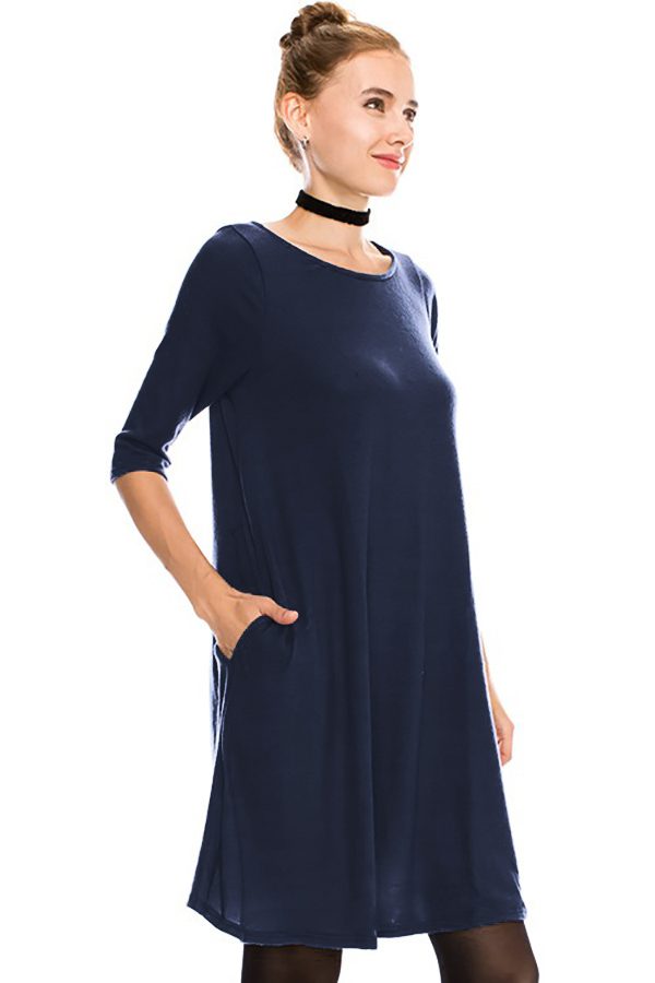 Solid Swing 1/2 Sleeve Dress