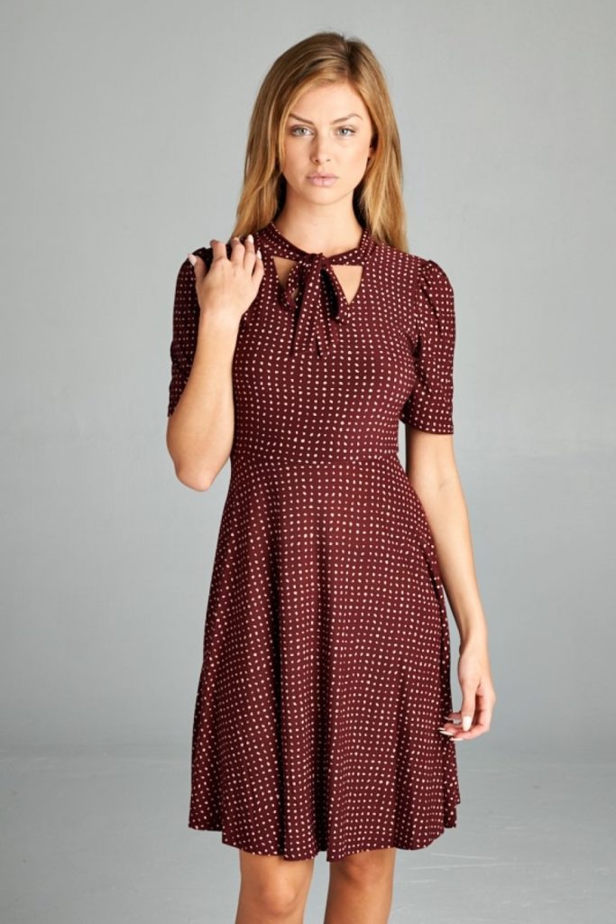 Short Sleeve Polka Dot Dress - Lazy Caturday - Fun and Unique