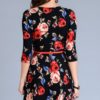 3/4 sleeve floral print dress with mini belt