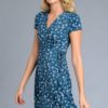 Short sleeve faux wrap floral print dress
