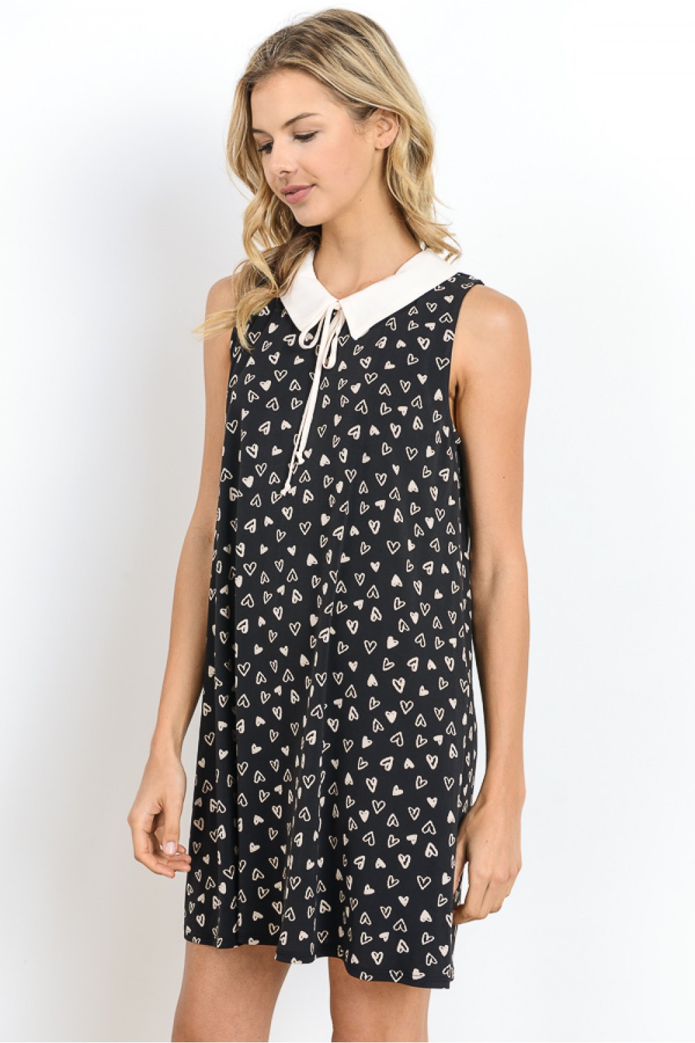 Tie Neck  Collar  Heart Dress  Clearance Lazy Caturday 