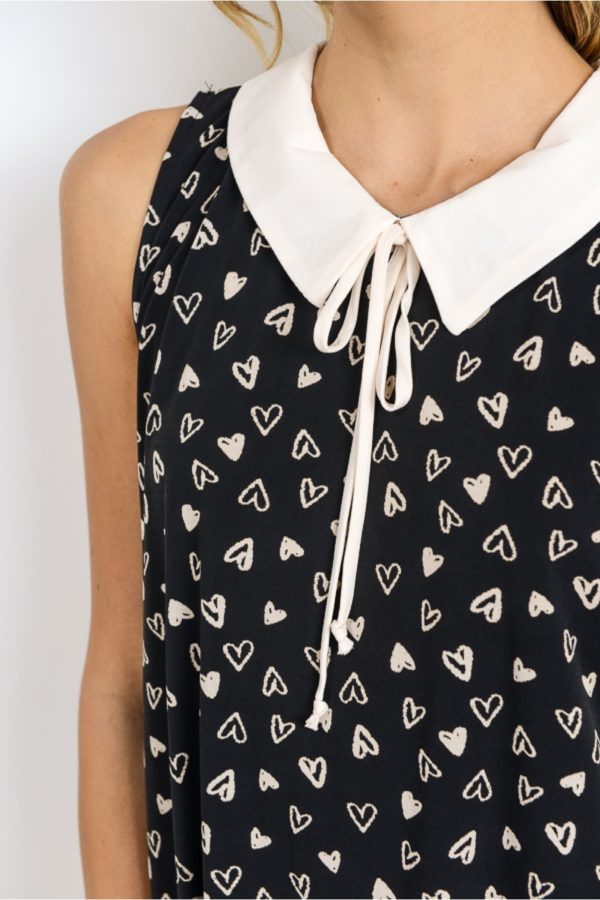Tie-Neck Collar Heart Dress