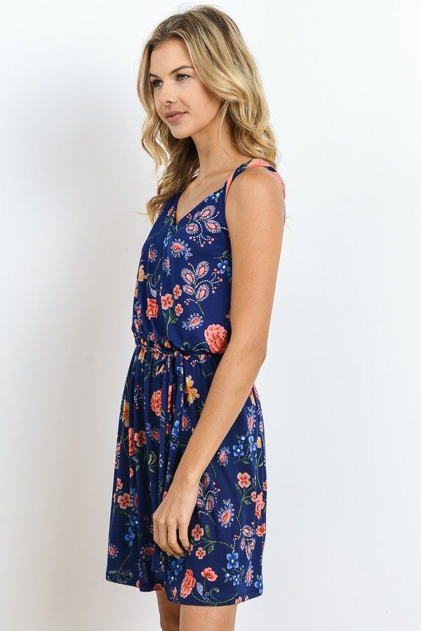 Twisted Strap Floral Dress