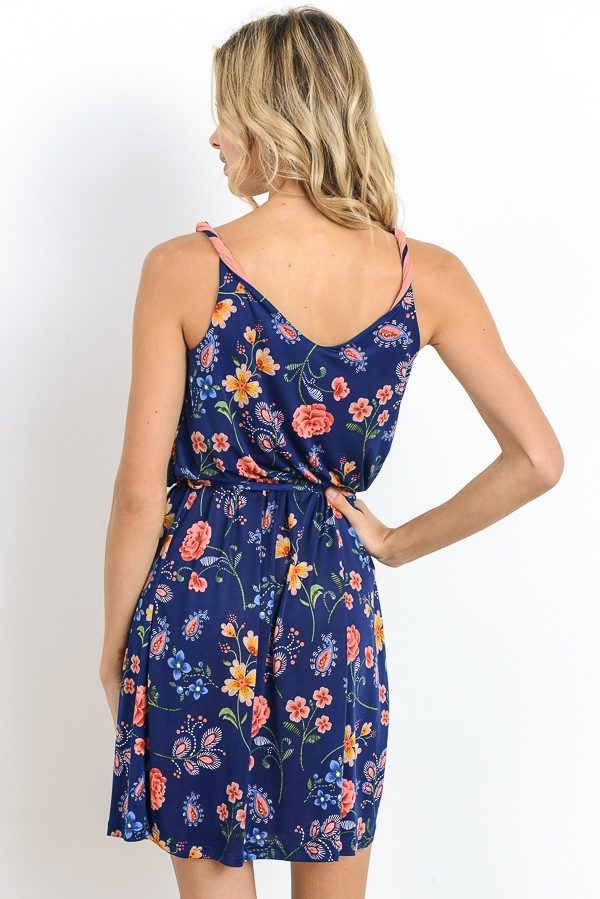 Twisted Strap Floral Dress