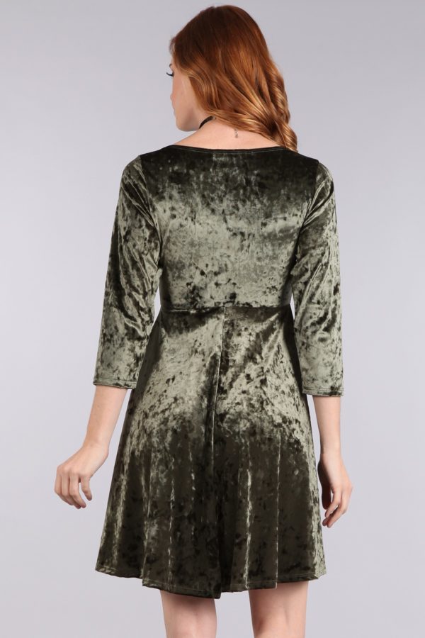 Textured Velvet 3/4 Sleeve Dress